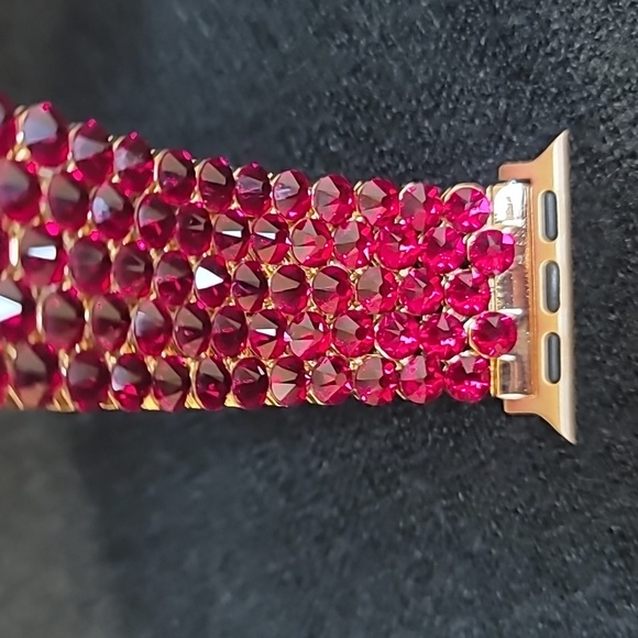 Swarovski Cristals Dark Ruby Red Apple Watch Bracelet New Hand Made - Picture 6 of 11